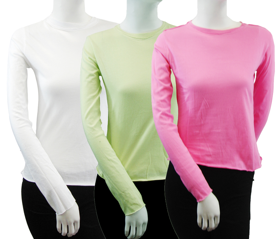 Wholesale Ladies 100% Cotton Long Sleeve Top